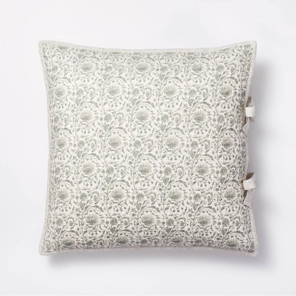 Euro Decorative Border Cotton Slub Print Quilt Sham Light Teal Green - Threshold